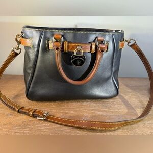 Dooney & Bourke Black with Brown Trim Samba Leather satchel